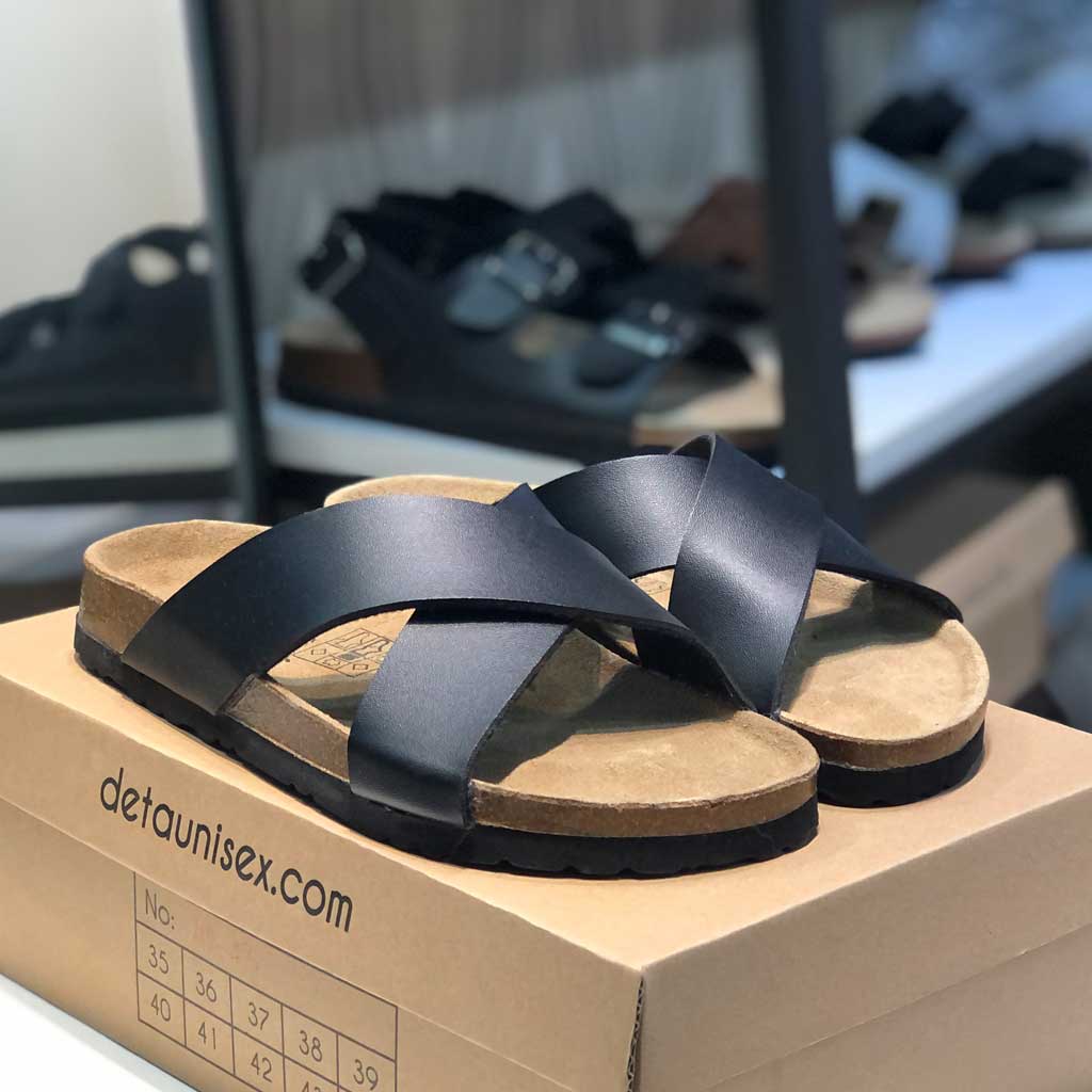 Dép Birken Đế Trấu Nam Nữ Unisex Quai Chéo Thời Trang Hàn Quốc