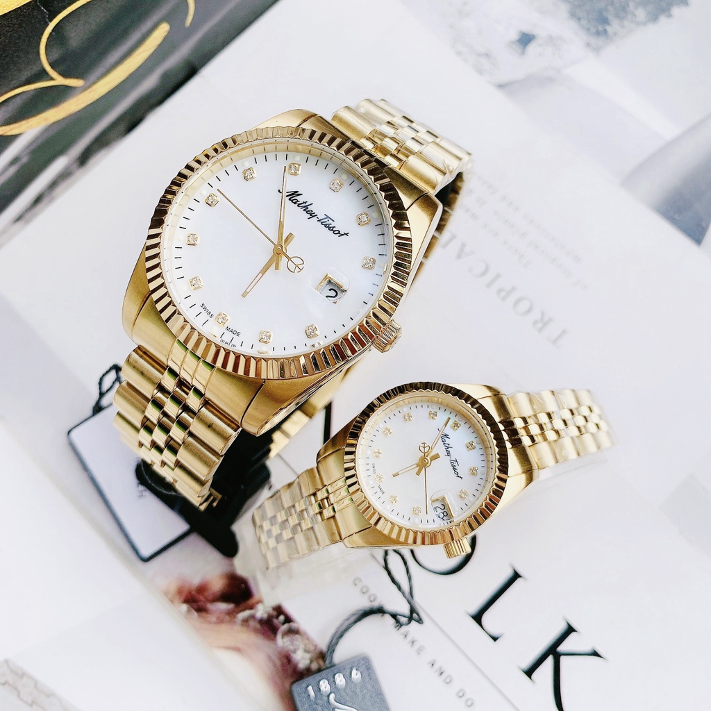 Đồng hồ đôi nam nữ dây thép Mathey Tissot H710PI Và D710PI