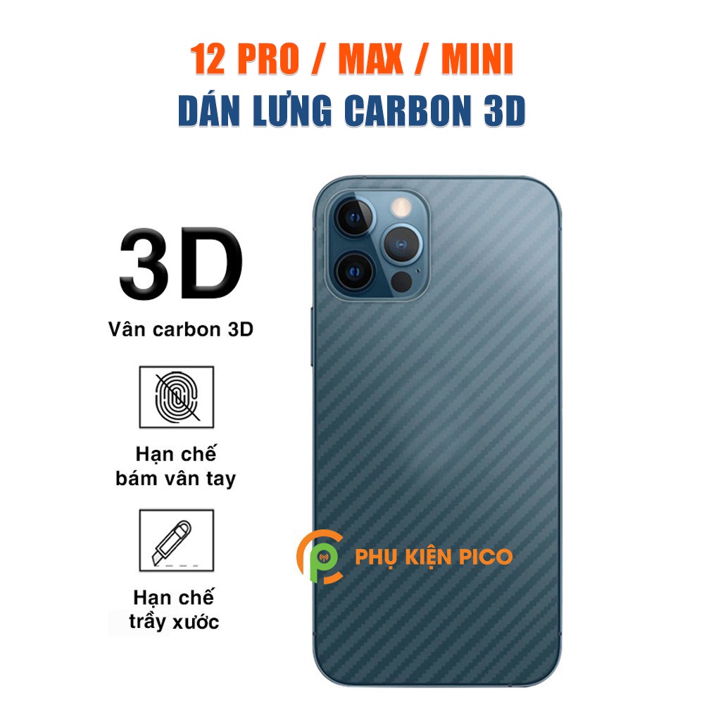 Dán lưng Iphone 12 Pro trong suốt nổi vân Carbon 3D tản nhiệt tốt cho Iphone 12 Pro