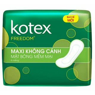 Băng Vệ Sinh Kotex Freedom Maxi Dày Không Cánh Mặt Bông Gói 8 Miếng Dài 23cm