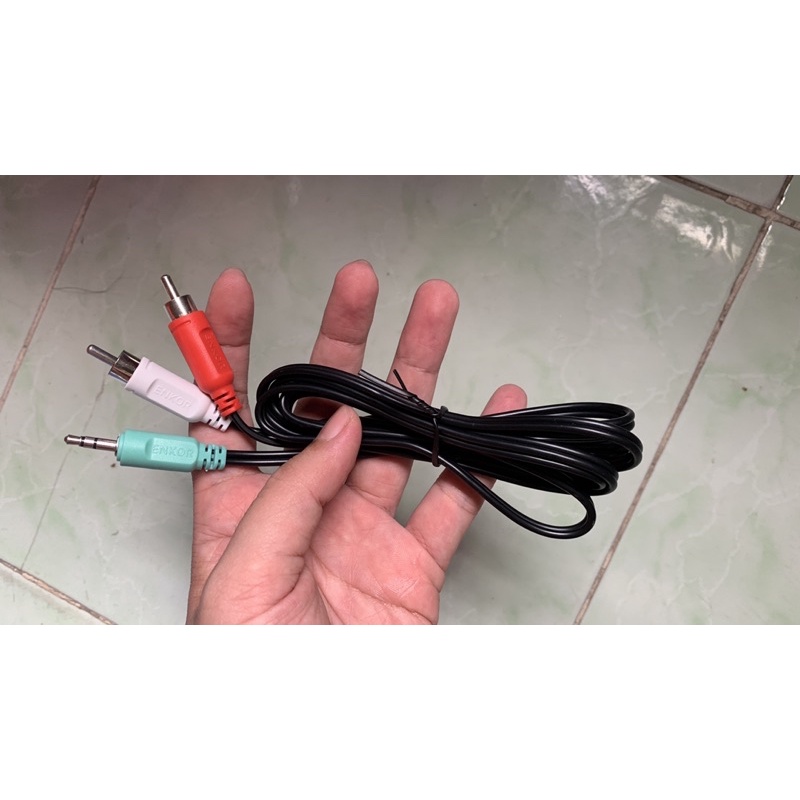 Dây Audio 3.5mm ra 2 đầu RCA  Enkor - Hàng chính hãng.