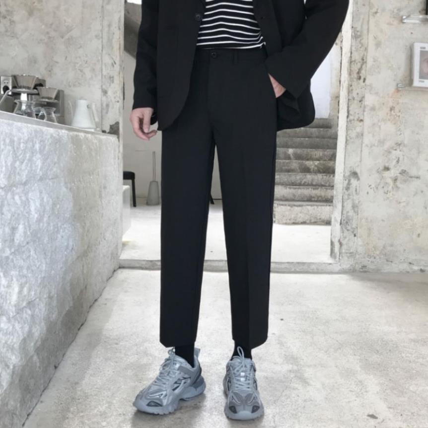 [May Thủ Công]Quần Tây, Quần Vải Nam Màu Đen Dáng Baggy Vải Co Giãn, Không Xù Phong Cách Hàn Quốc Hot Trend 2020-V01 | BigBuy360 - bigbuy360.vn