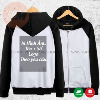 Áo Khoác In Theo Yêu Cầu Áo Trắng Tay Đen