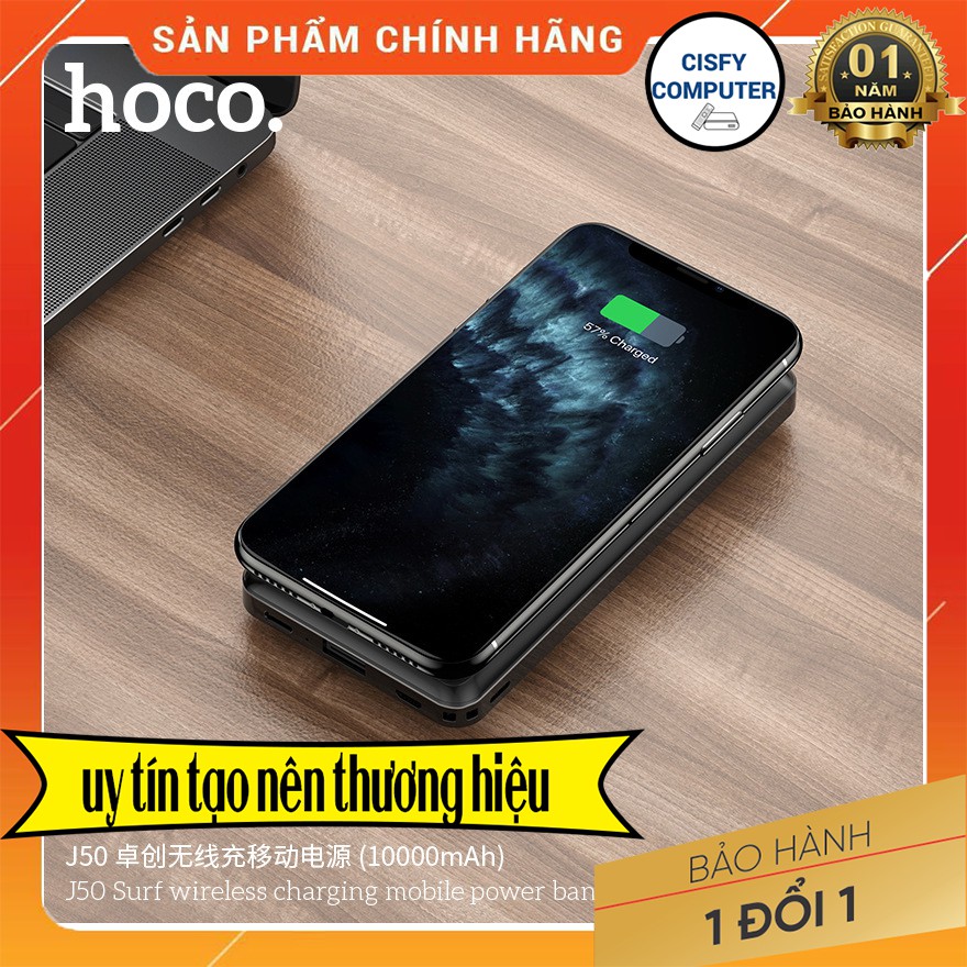 🌟CHÍNH HÃNG 🌟 Sạc Dự Phòng Hoco. J50 10.000mAh Màn Hình Led - Sạc Điện Thoại Không Dây - Full Kết Nối - Bảo Hành 12T