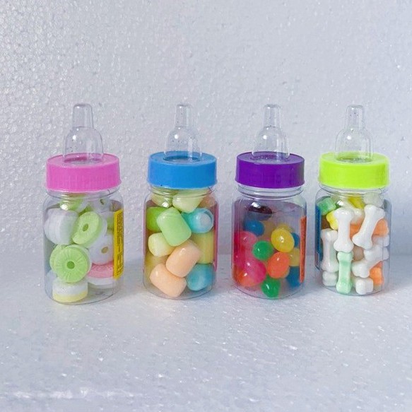 [4 loại kẹo] Kẹo bình sữa tuổi thơ Colorful Candy HongKong, kẹo đồ chơi ăn vặt cho bé ngon rẻ