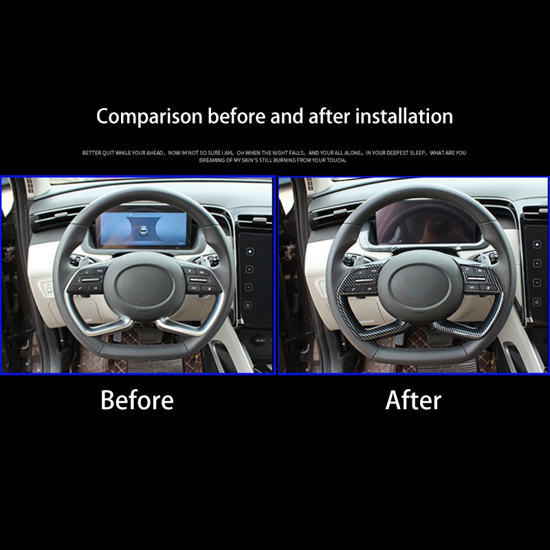 Khung Dán Trang Trí Nút Điều Khiển Vô Lăng Xe Hơi Hyundai Tucson 2021 2022 Bằng Sợi Carbon