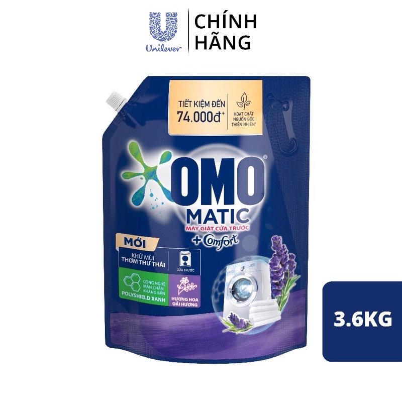 Nước giặt Omo Matic cửa trước túi 3.6kg mẫu mới
