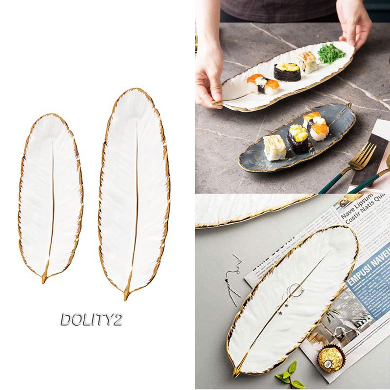 Set 2 Đĩa Sứ Đựng Trái Cây Hình Lông Vũ Độc Đáo