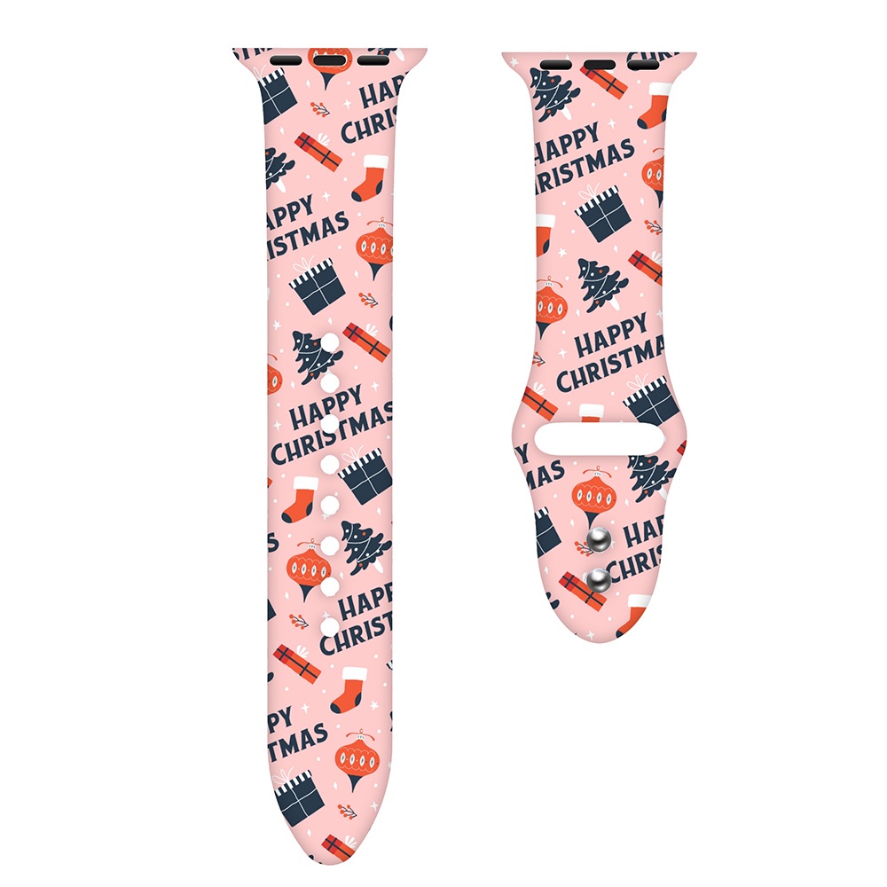 Dây Đeo Đồng Hồ In Họa Tiết Hoạt Hình Phong Cách Giáng Sinh 45 41 44 40 38 42Mm Cho iWatch 7 5 4 3 2 1 6 SE m