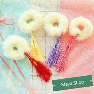 Chun tóc PomPom tua rua màu