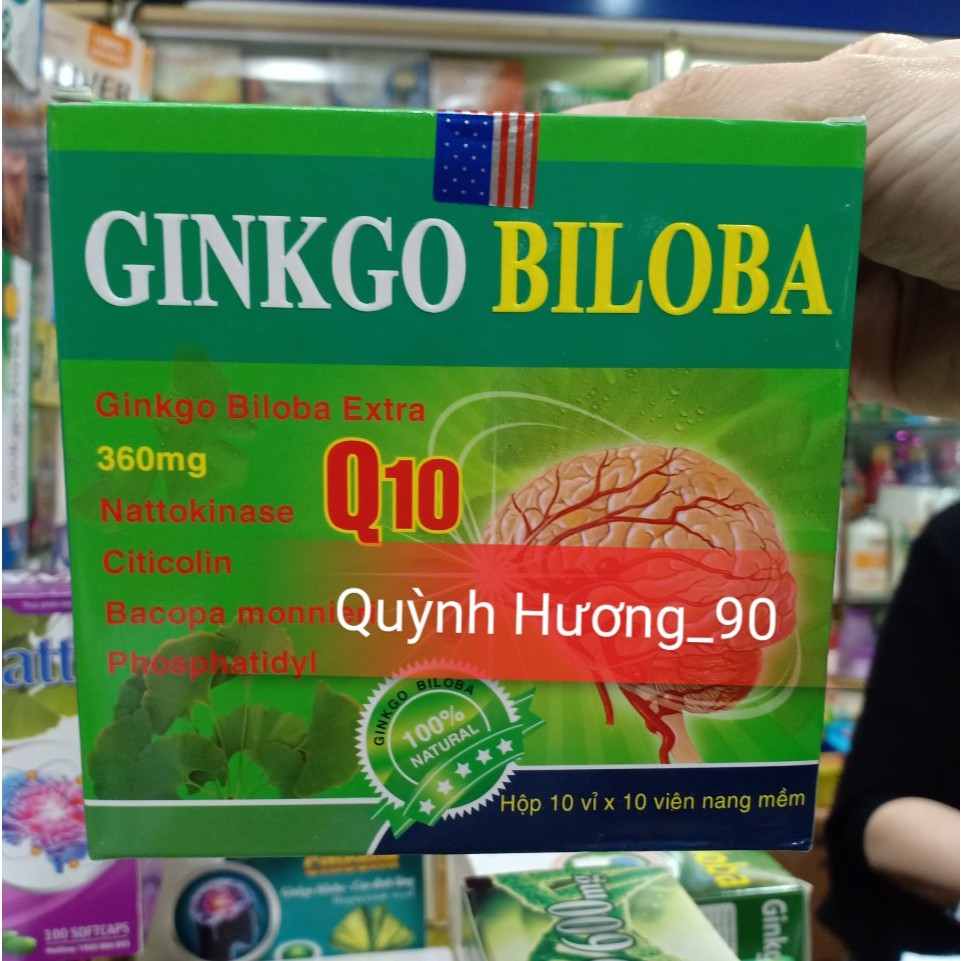 Ginkgo Biloba 360mg Q10 cải thiện tuần hoàn não hộp 100 viên