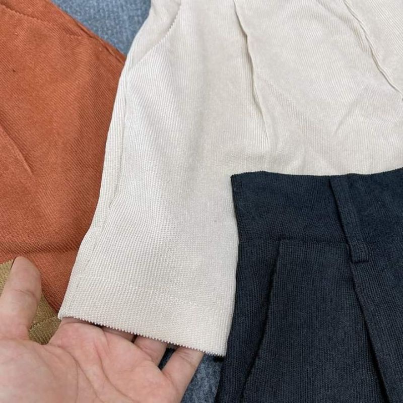 Quần short nhung tăm lưng thun cao 2 nút