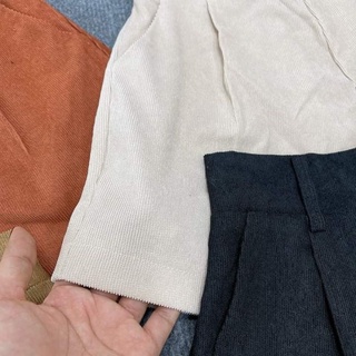 Quần short nhung tăm lưng thun cao 2 nút