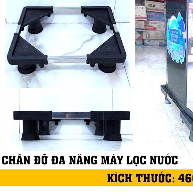 Kệ Để Chân Máy Lọc Nước Inox Đa Năng Cao Cấp HT - Điều Chỉnh Theo Kích Thước Trụ Inox, Đế Cao Su