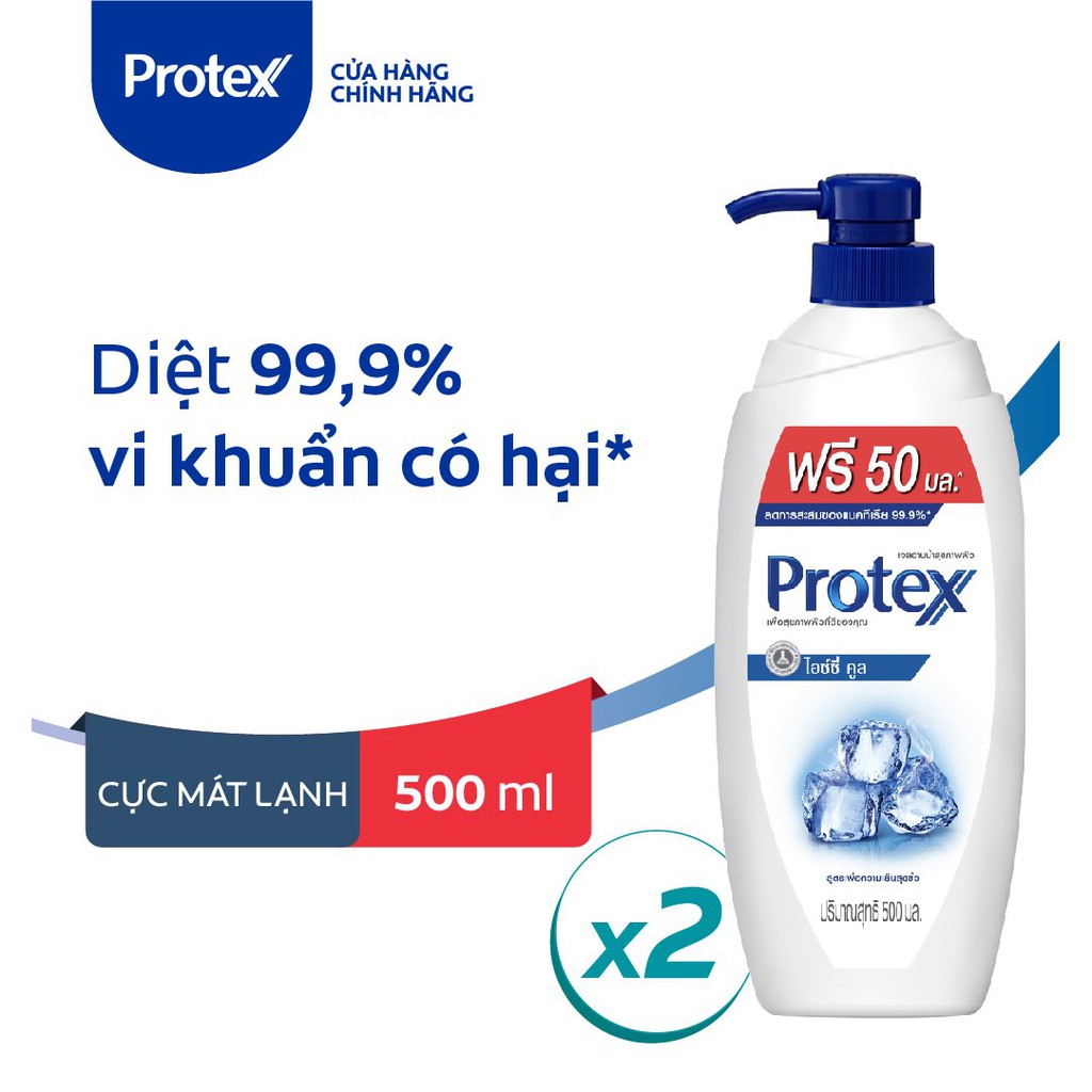 [Mã FMCGCO5 giảm 8% đơn 250K] Bộ 2 Sữa tắm Protex Icy Cool cực mát lạnh diệt khuẩn 99,9% 500ml/chai