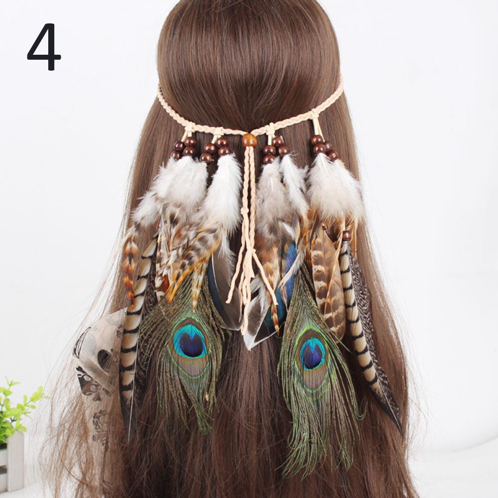 Băng Đô Cài Tóc Đính Lông Vũ Phong Cách Boho Cho Nữ