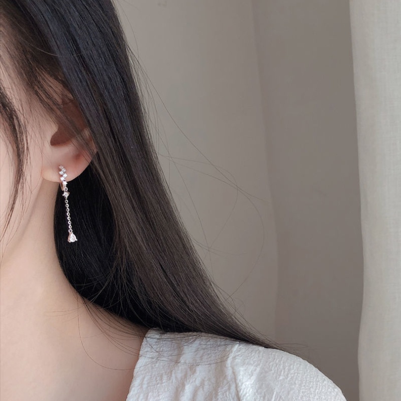 Phụ nữ Hàn Quốc Hoa tai tua rua thời trang độc đáo Hoa tai dài Rhinestone chất lượng cao