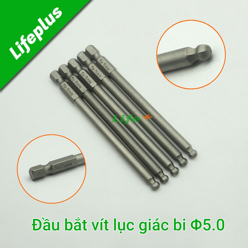 Đầu bắt vít lục giác bi dài 100mm chuôi lục thép S2