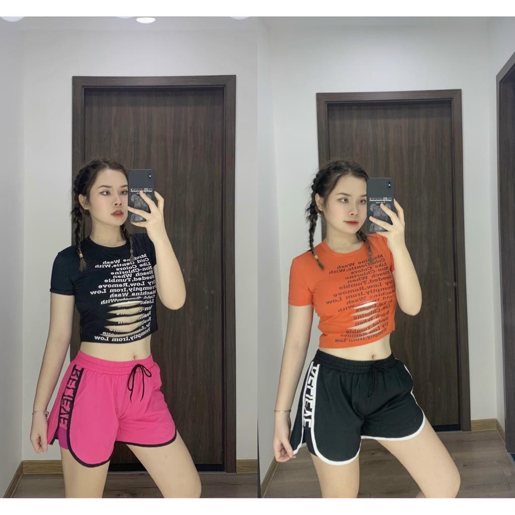 Áo tập Zumba, Gym, Yoga, thể dục nữ - áo croptop rách 😘