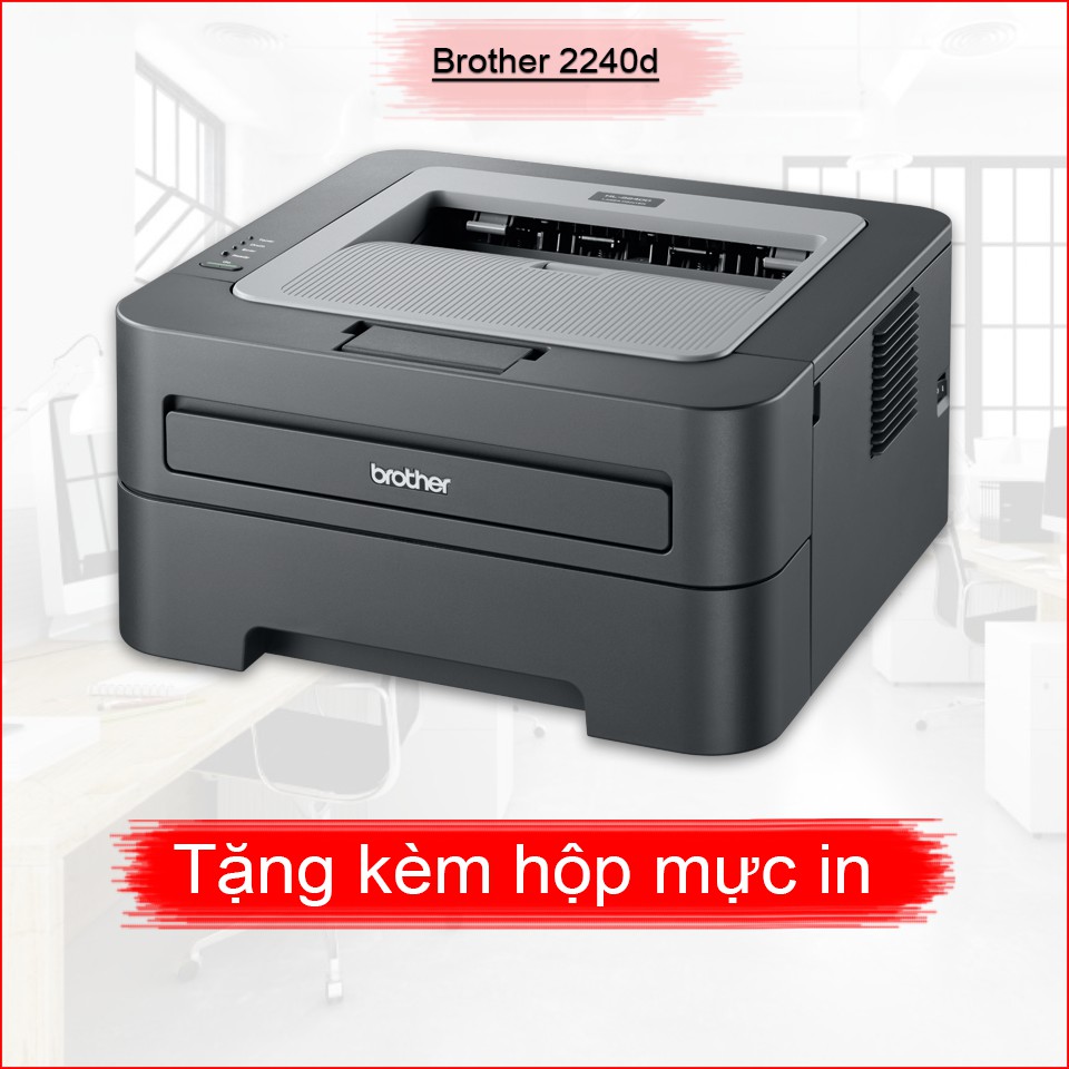 Máy in cũ laser 2 mặt tự động đảo mặt Brother 2240d - tặng kèm hộp mực , dây nguồn , dây USB mới