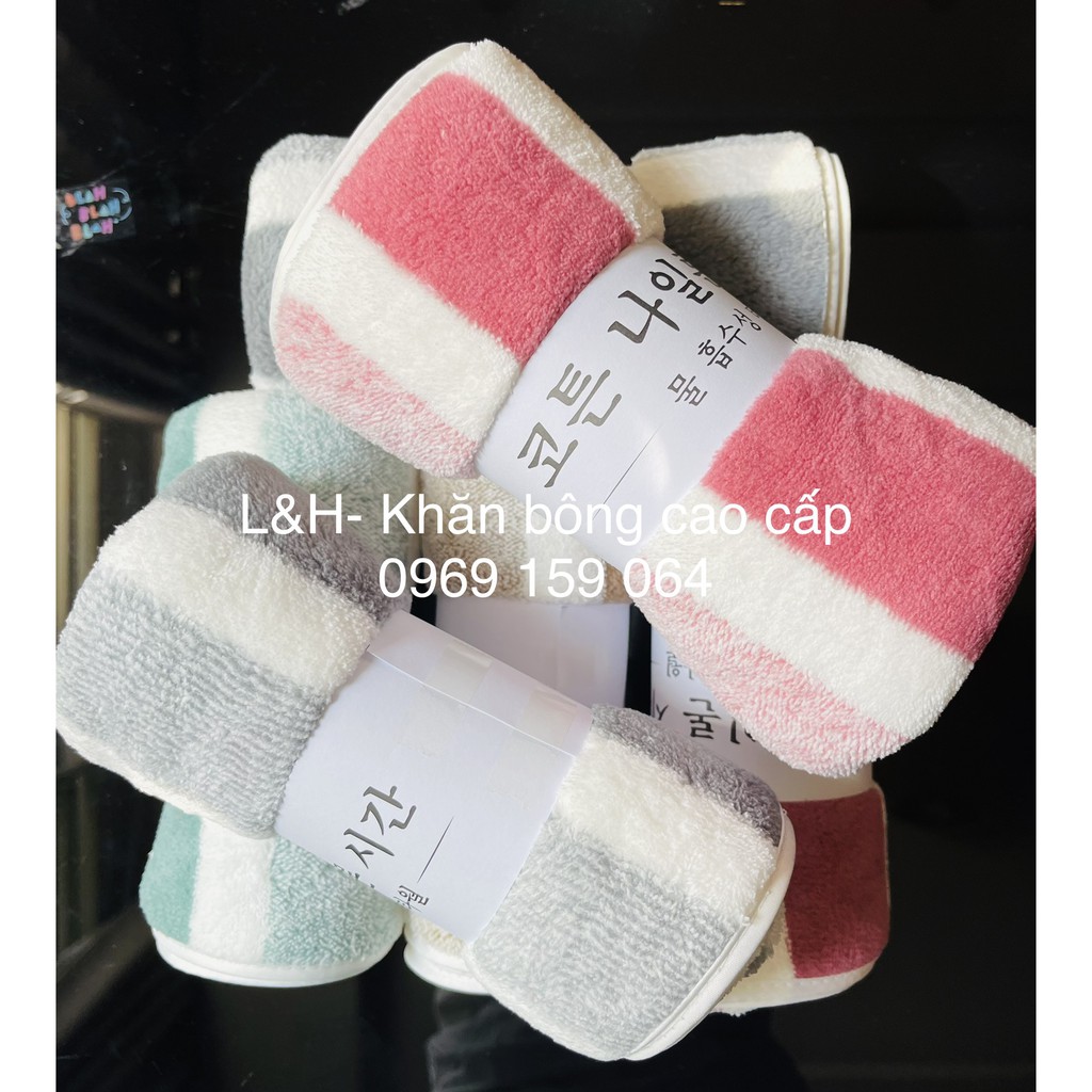 Khăn tắm, khăn lau đầu, Lông cừu, kẻ mờ, KT 35x75
