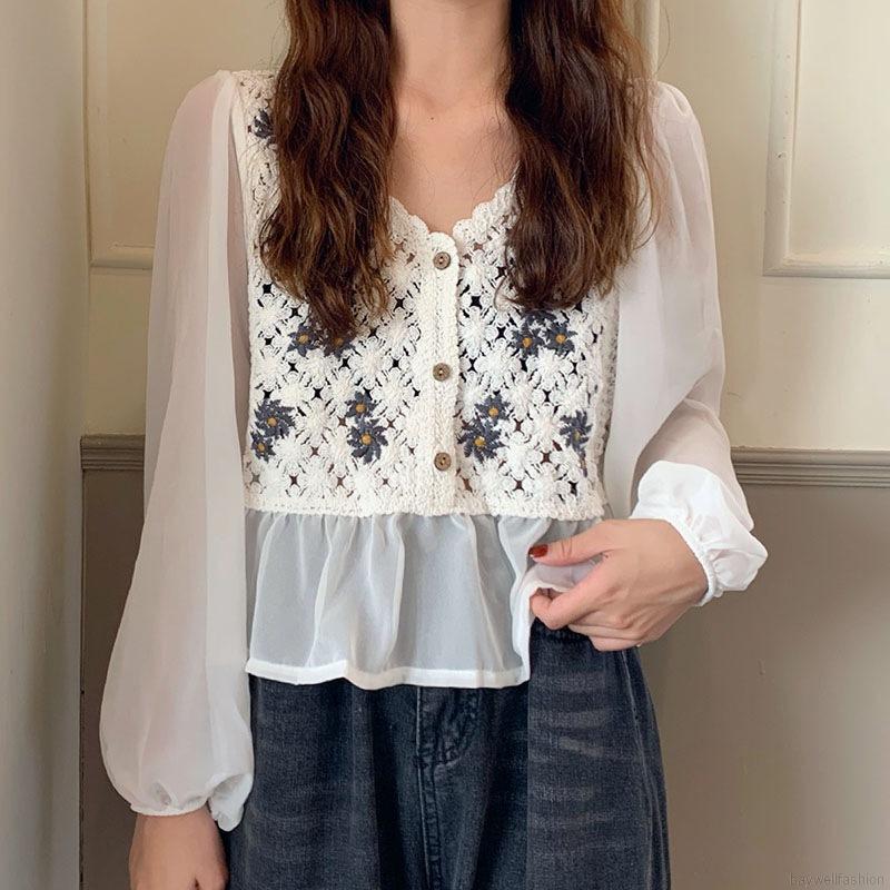  Áo Kiểu Tay Dài Chất Chiffon Thiết Kế Thanh Lịch Nữ Tính | BigBuy360 - bigbuy360.vn