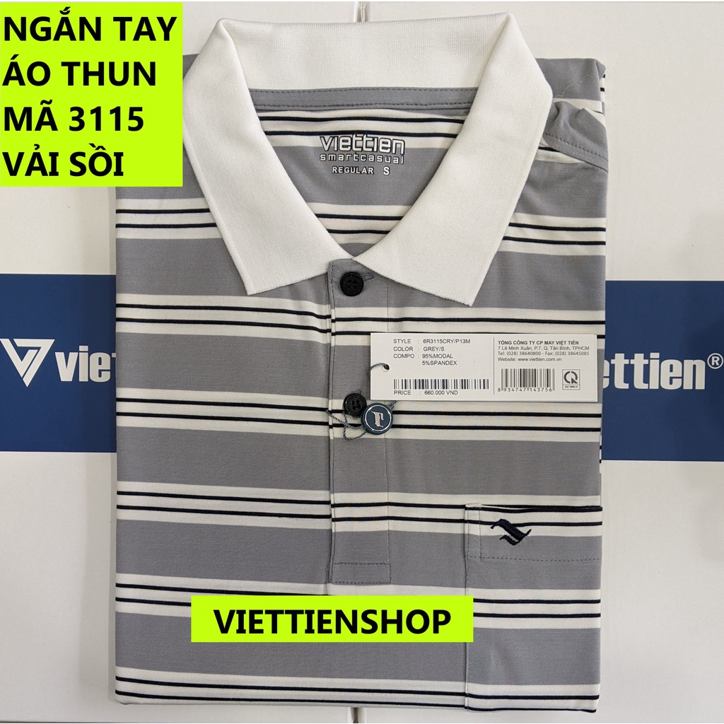 ( 3115 Sp ) ÁO THUN VIỆT TIẾN NGẮN TAY CÓ CỔ