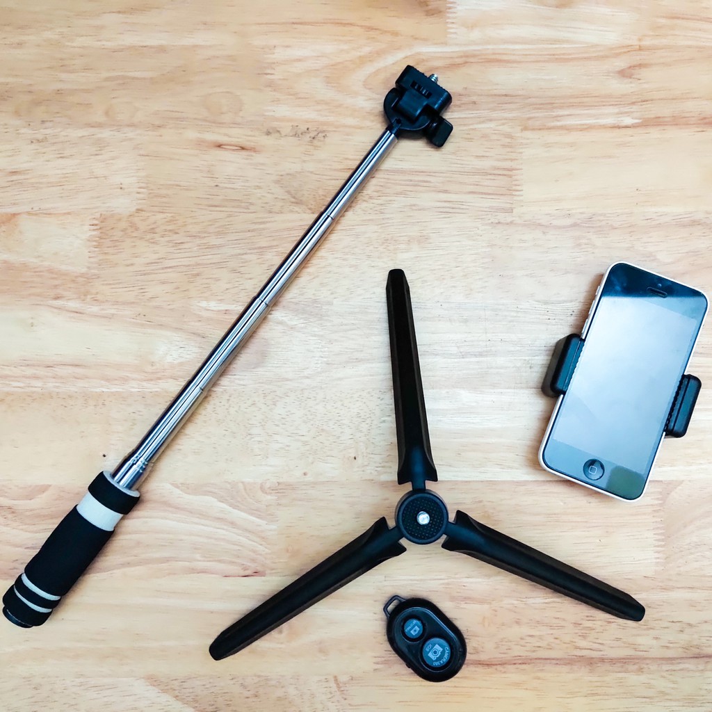 Bộ tripod kiêm gậy tự sướng cho điện thoại quay chụp tiktok, livestream, youtuber