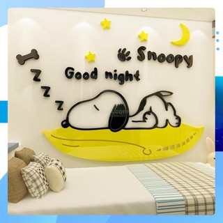 Tranh Dán Tường Mica 3D Snoopy Trang Trí Mầm Non, Mẫu Giáo, Phòng Cho Bé