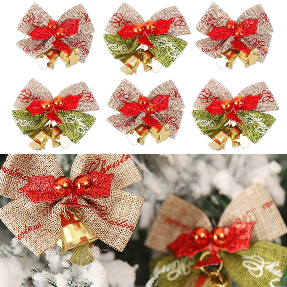 MUVAKO Bộ 5 Nơ Trang Trí Cây Thông Noel Bằng Vải Lanh DIY