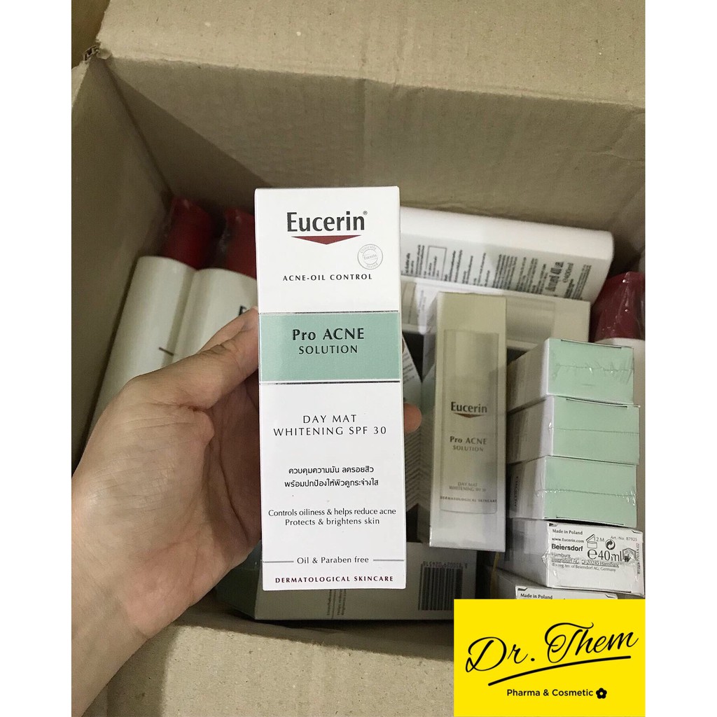 ✅ [Chính Hãng] Kem Dưỡng Ban Ngày Eucerin Acne-Oil Control Proacne Day Mat Whitening SPF 30 50ml - Trắng Da Giảm Mụn Pro