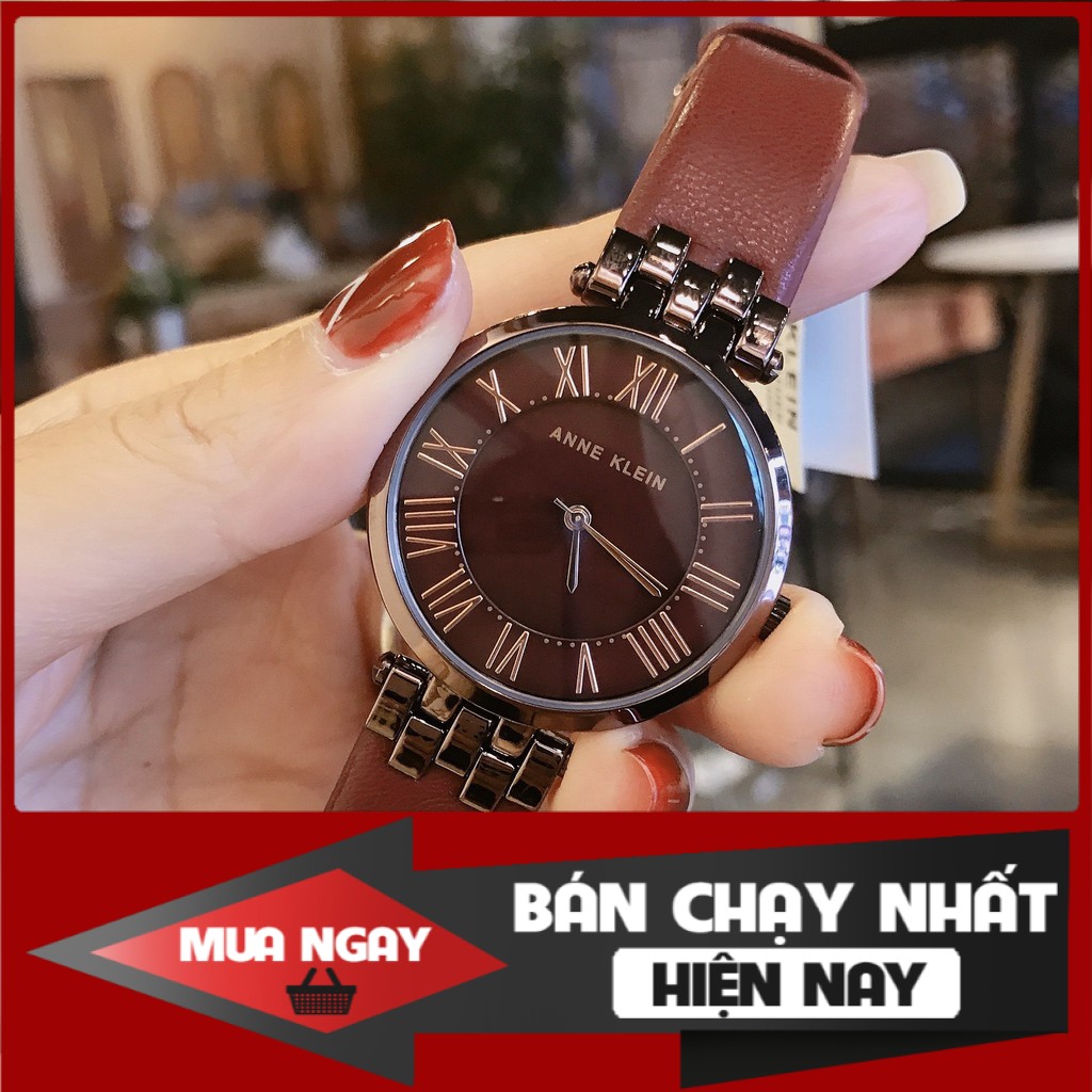 [ Cực Hiếm ] Đồng Hồ Nữ Anne Klein Đỏ Mận Dây Da Chính Hãng Bảo Hành 1 Năm Bản Giới Hạn Cao Cấp