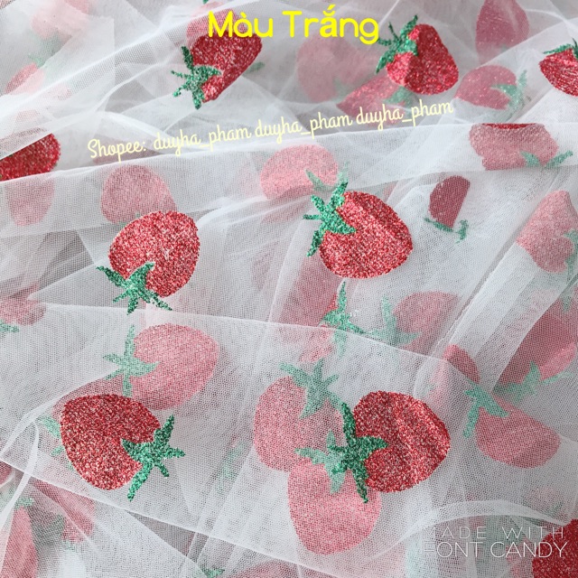 🍓VẢI LƯỚI TRÁI DÂU KIM TUYẾN LẤP LÁNH🍓