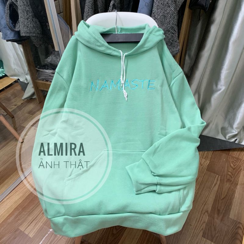 Áo Hoodie Nỉ Thêu Chữ NAMASTE  Form Rộng Tay Phồng - Áo Hoodie Nỉ Nữ Túi Bụng nhiều Màu