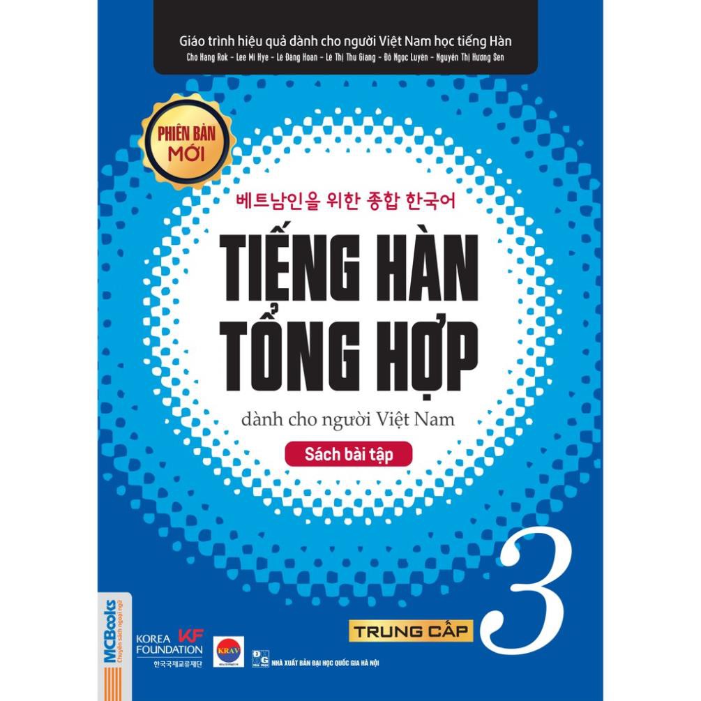 Sách - Tiếng Hàn Tổng Hợp Dành Cho Người Việt Nam Trung Cấp 3 bản 1 màu (SGK + SBT) + tặng kèm giấy nhớ MT