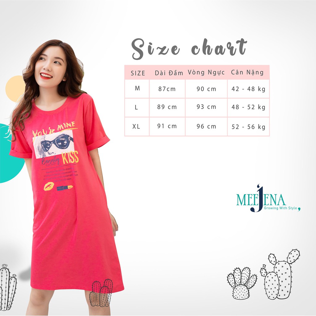 [Mã FARSBR152 giảm 15% đơn 99K] Đầm Nữ Suông Tay Ngắn 42-56 kg 100% COTTON MEEJENA - 2279 | BigBuy360 - bigbuy360.vn