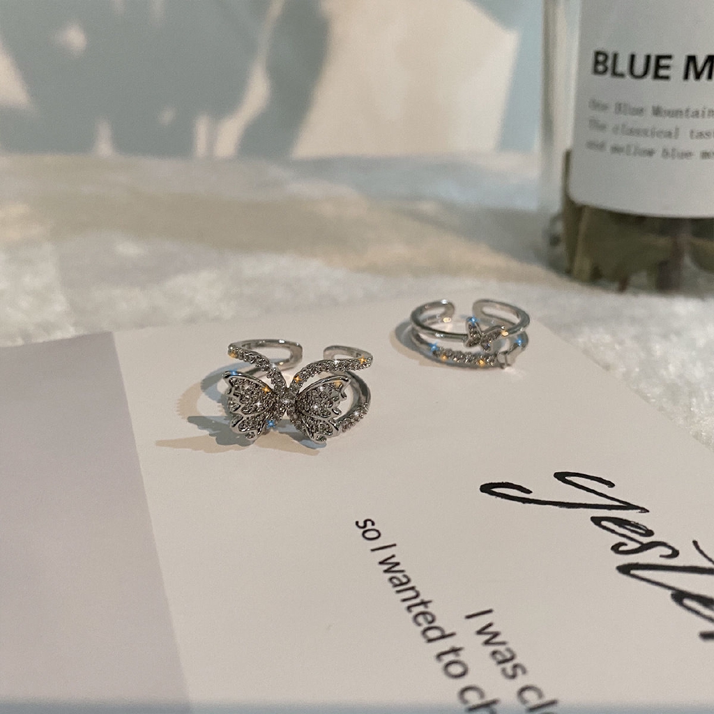 Nhẫn Hở Đính Đá 22510 Họa Tiết Bươm Bướm Hợp Thời Trang