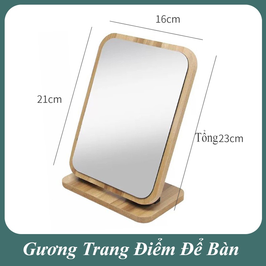 Gương trang điểm để bàn khung gỗ cao cấp phong cách Hàn Quốc