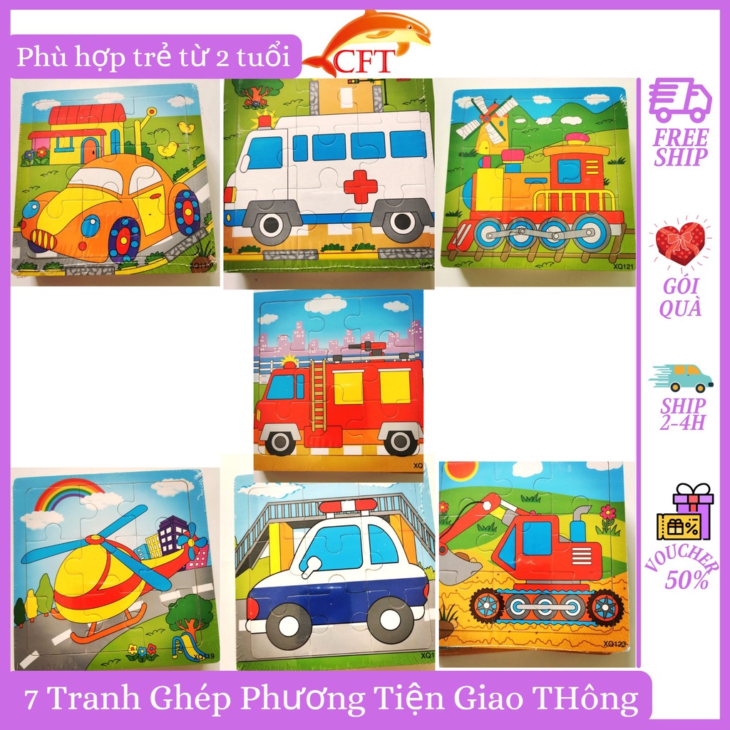 Xếp Hình Gỗ Puzzle 9 Mảnh 34 Tranh Ghép Hình Cho Bé Từ 2 Tuổi 2 Chủ Đề Con Vật Giao Thông Kích Cỡ 15cm x 15cm