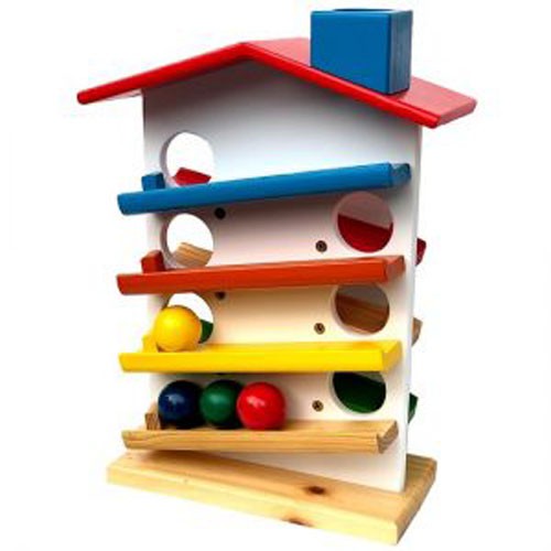 Nhà thả bi đồ chơi giúp rèn luyện phản xạ linh hoạt và sự nhanh nhạy cho bé. hokiti, đồ chơi cho bé, đồ chơi bằng gỗ
