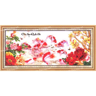 Tranh Đính Đá ABC 3D Cửu Ngư Quần Hội DF254 (KHÁCH TỰ ĐÍNH) KT: 165x70cm