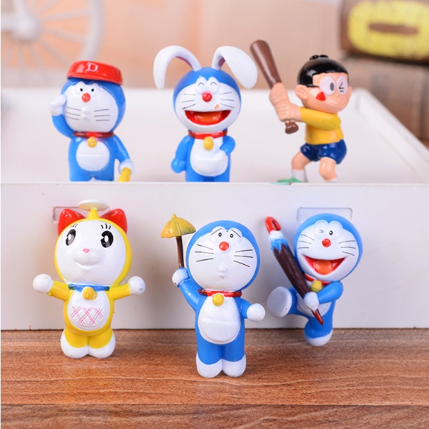 Mô Hình 6 Nhân Vật Doraemon, Nobita, Doraemi, Đáng Yêu Nhiều Kiểu Dáng Khác Nhau, Decor Trang Trí, Bộ Sưu Tập Cho Bé
