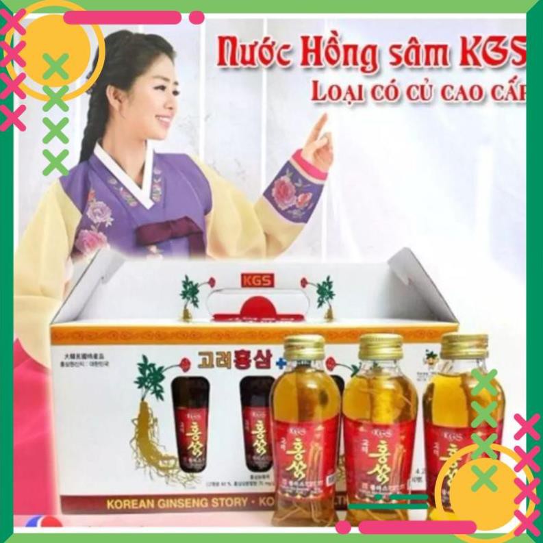 Nước hồng sâm có củ KGS Hàn Quốc 8 chai×120ml,bổ sung năng lượng,giúp cơ thể mệt mỏi nhanh hồi phục, Ánh Dương Korea