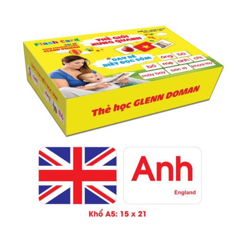 [Rẻ vô địch] Bộ thẻ Flashcard size LỚN song ngữ theo chuẩn Glenn Doman cho bé