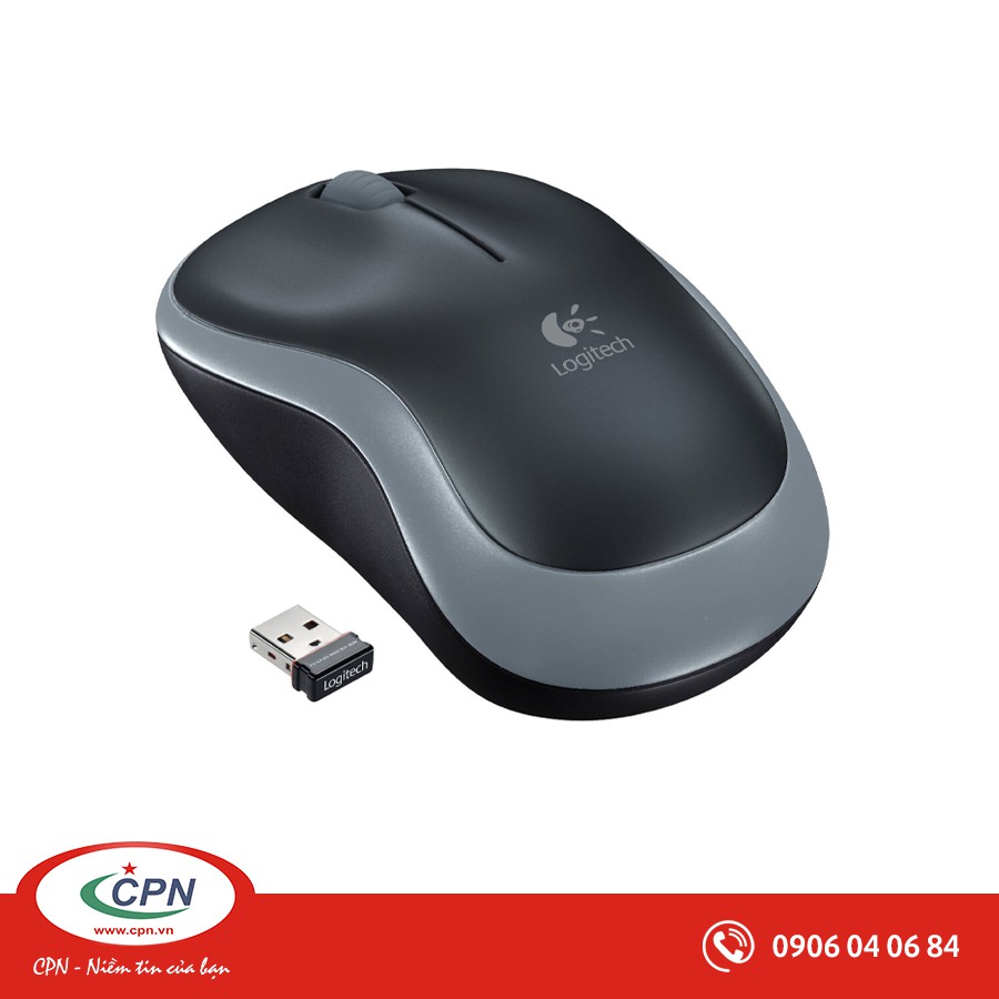 Chuột vi tính quang không dây Logitech M185 - swift grey, AA