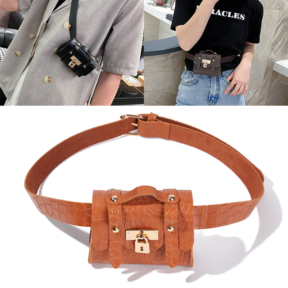 Túi Gắn Thắt Lưng Mini 2 Trong 1 Nhiều Màu Sắc Thiết Kế Xinh Xắn Dành Cho Nữ