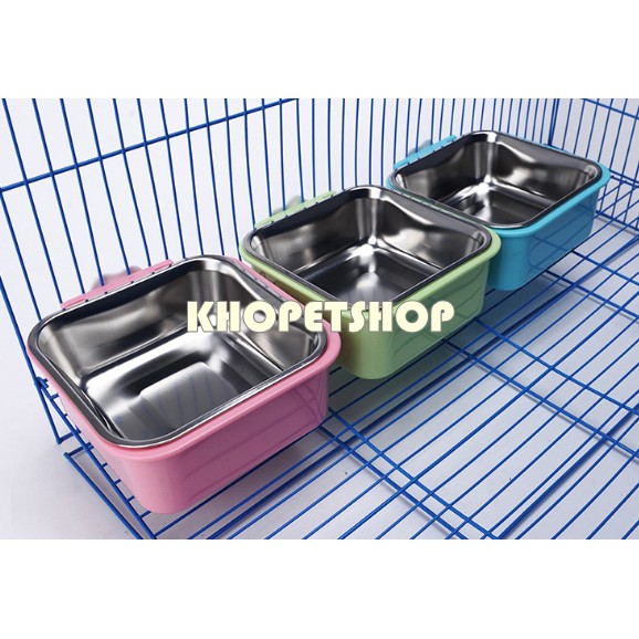 Bát ăn inox gắn chuồng cho thú cưng
