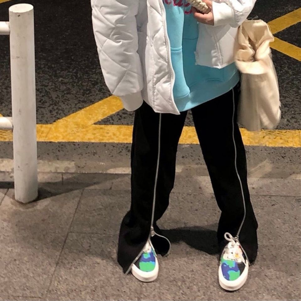 quần ống rộng Lưng Cao Phối Khóa Kéo Phong Cách Hàn Quốc Cho Nữ | BigBuy360 - bigbuy360.vn