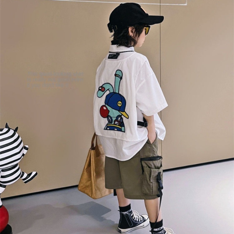 Áo Sơ Mi Tay Ngắn Phong Cách Hàn Quốc Thời Trang Mùa Hè Cho Bé Trai