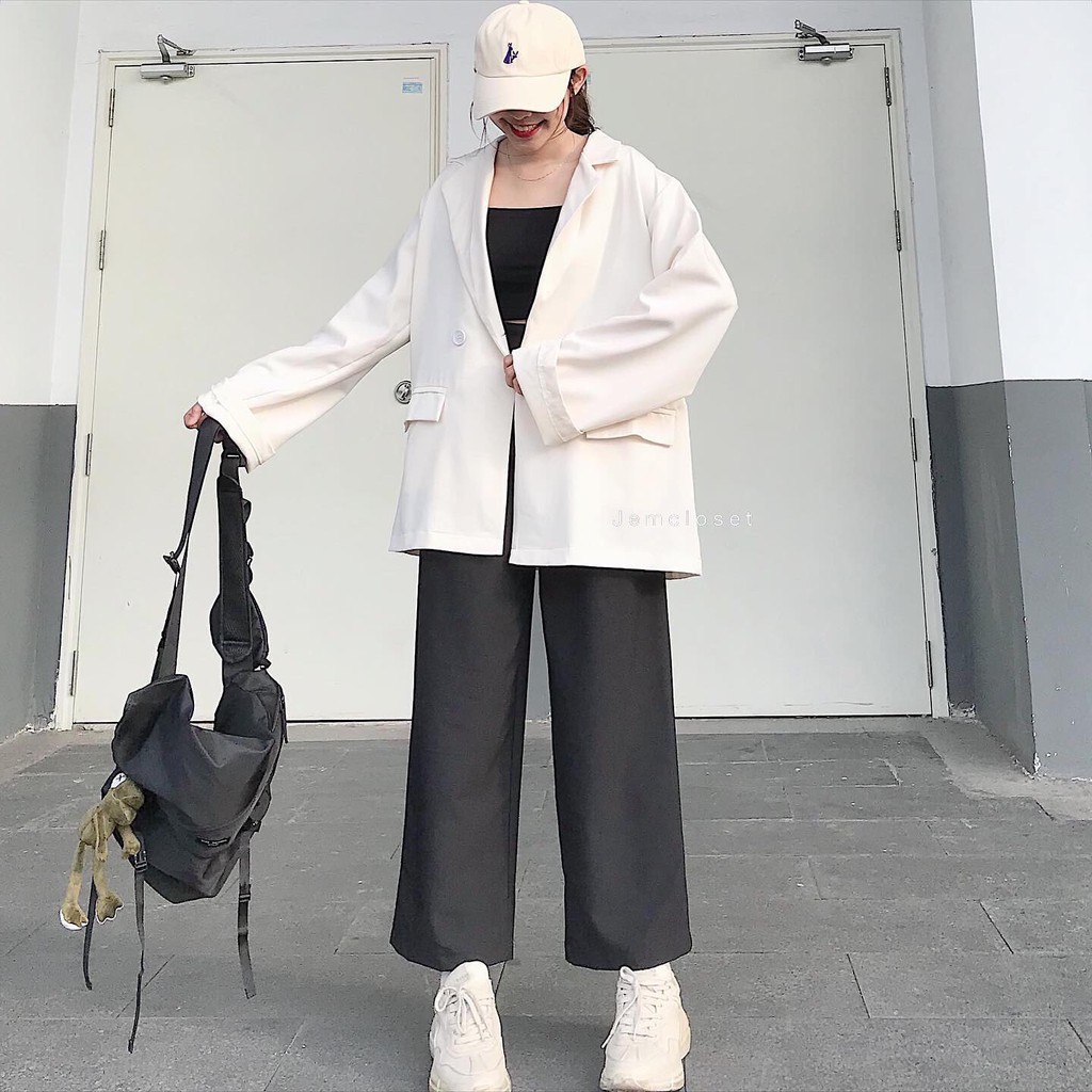 Quần Vải Ống Suông JEM CLOSET Thiết Kế Basic Quần Dài Nữ Ống Rộng CLASSIC Chất Tây Mịn Mát Lên Form Dáng Siêu Xinh 2434